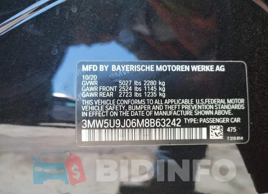 3MW5U9J06M8B63242 Photo# 10