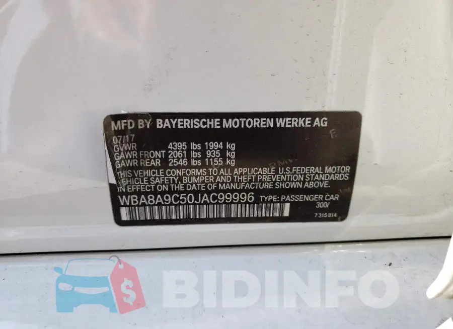 WBA8A9C50JAC99996 Photo# 10