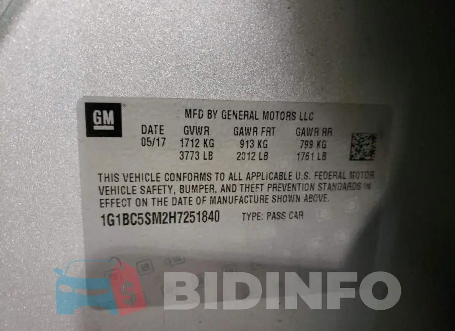 1G1BC5SM2H7251840 Photo# 10