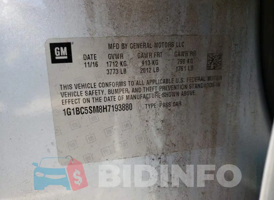 1G1BC5SM8H7193880 Photo# 10