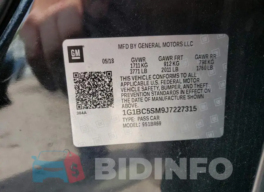 1G1BC5SM9J7227315 Photo# 10