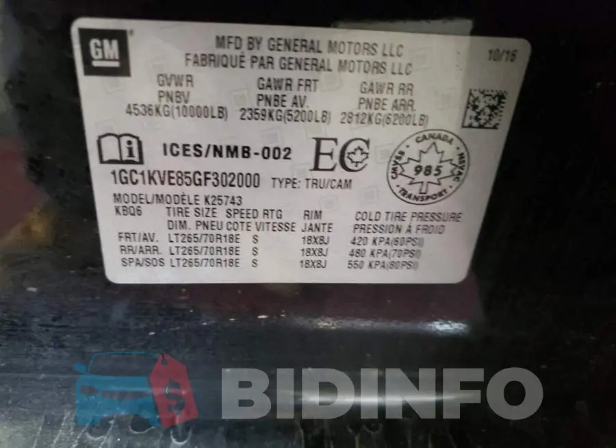 1GC1KVE85GF302000 Photo# 10