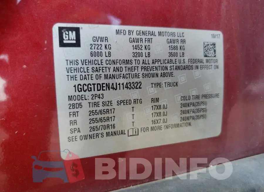 1GCGTDEN4J1143322 Photo# 10