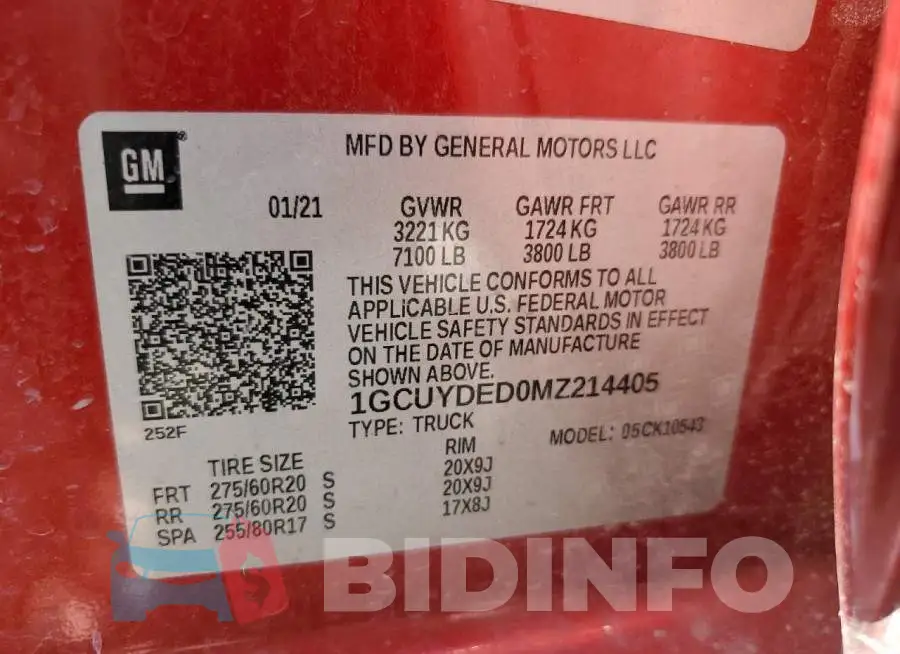 1GCUYDED0MZ214405 Photo# 10