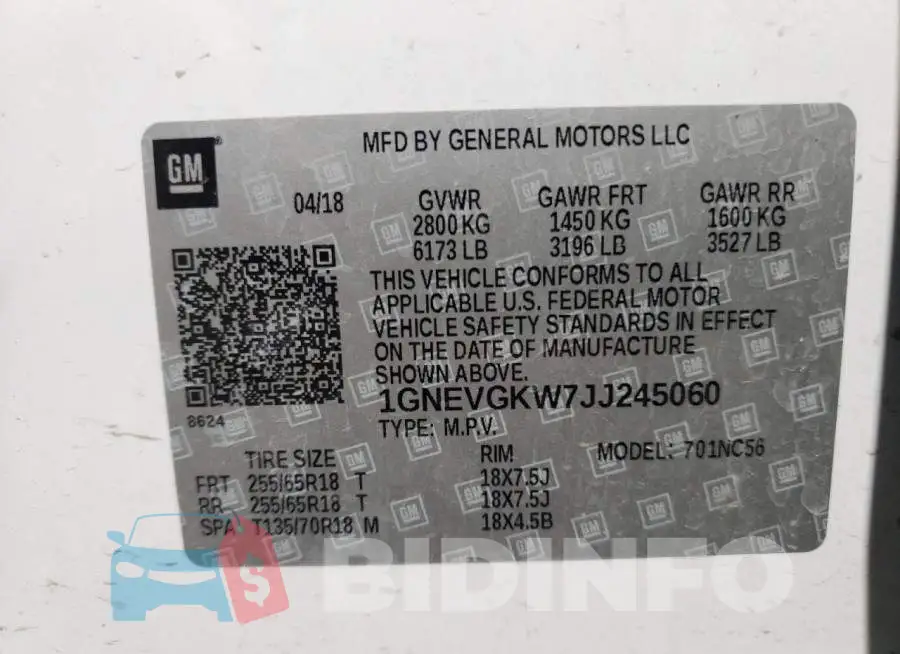 1GNEVGKW7JJ245060 Photo# 10