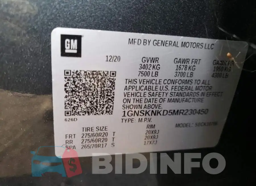1GNSKNKD5MR230450 Photo# 10