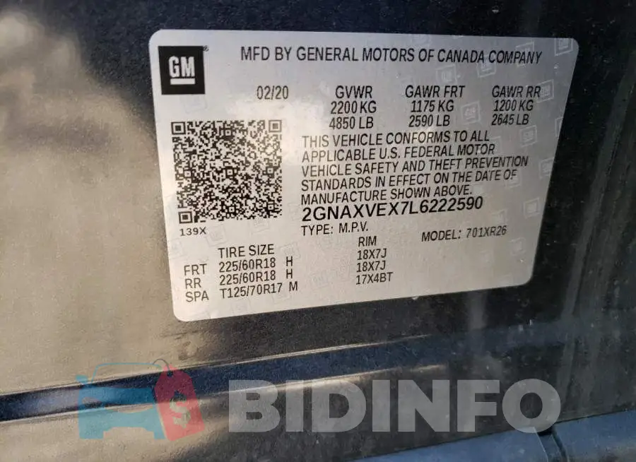 2GNAXVEX7L6222590 Photo# 10