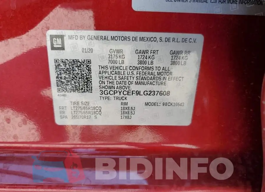 3GCPYCEF9LG237608 Photo# 10