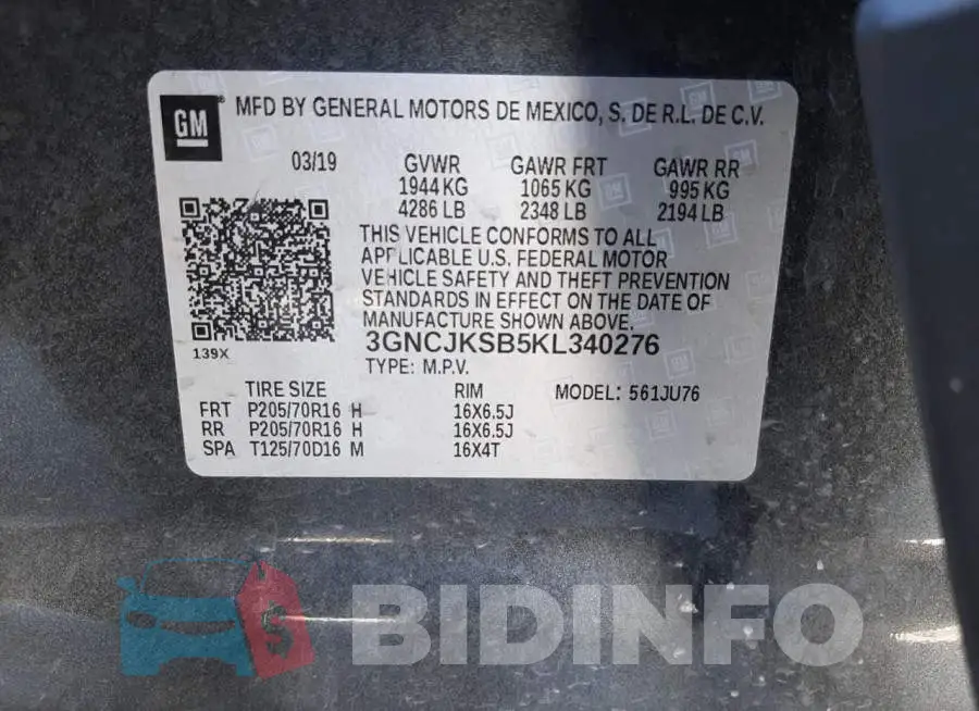 3GNCJKSB5KL340276 Photo# 10