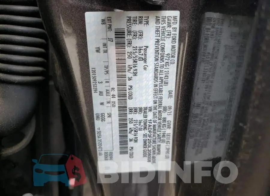 1FADP3F25GL208008 Photo# 10