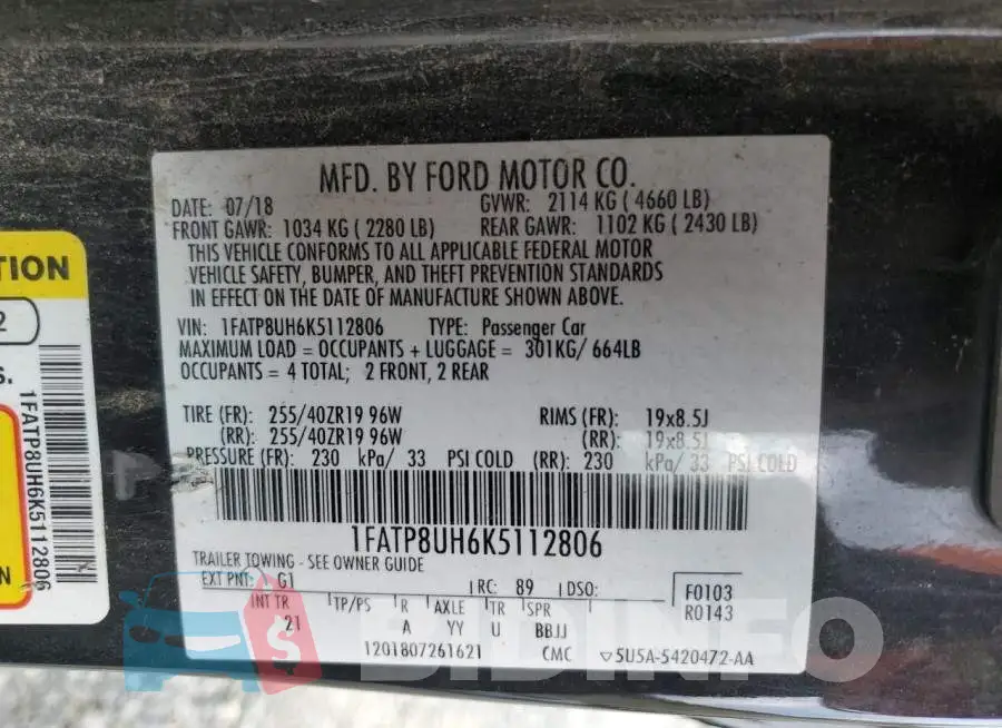 1FATP8UH6K5112806 Photo# 10