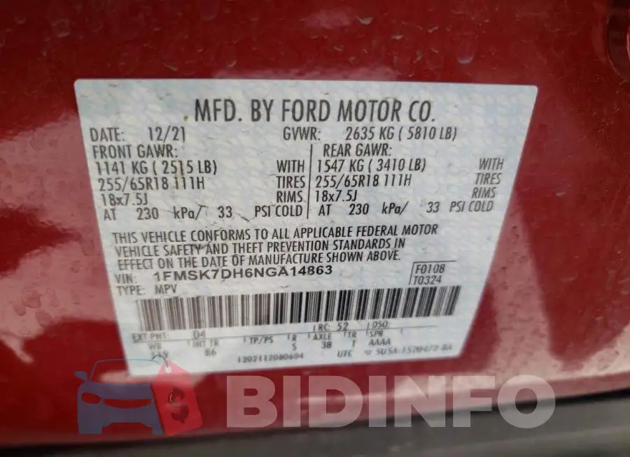 1FMSK7DH6NGA14863 Photo# 10