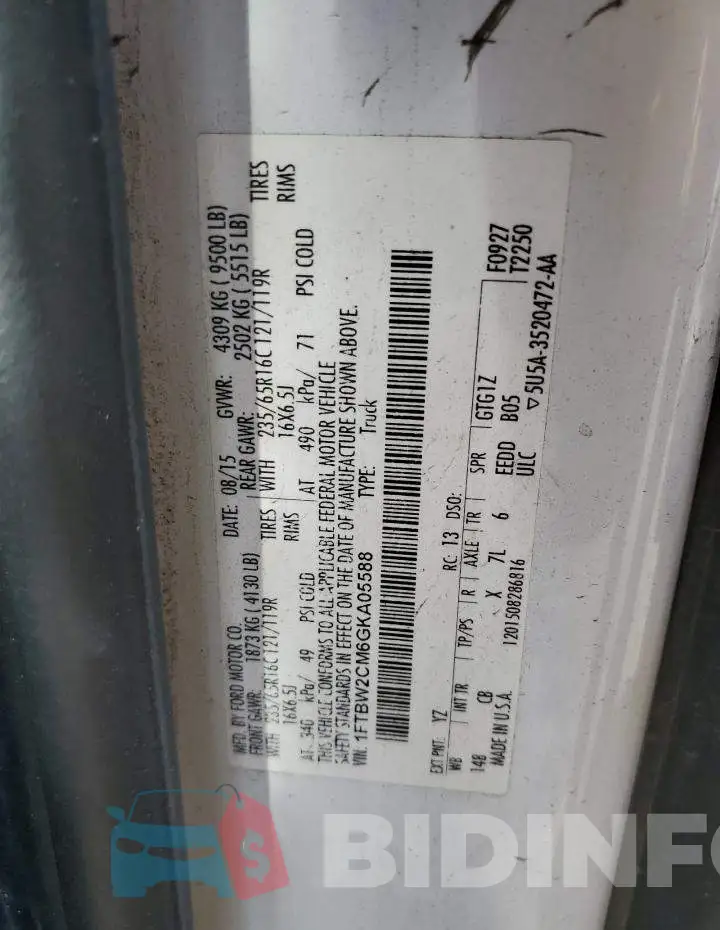1FTBW2CM6GKA05588 Photo# 10