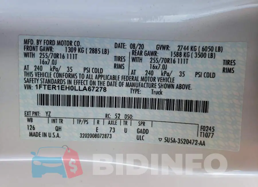1FTER1EH0LLA67278 Photo# 10
