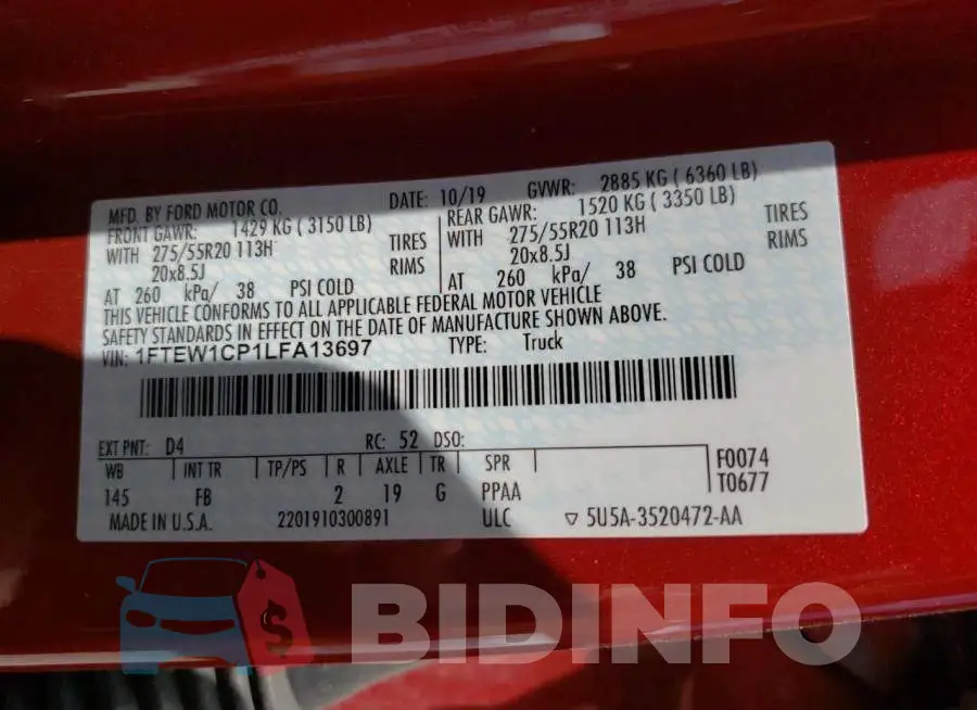 1FTEW1CP1LFA13697 Photo# 10