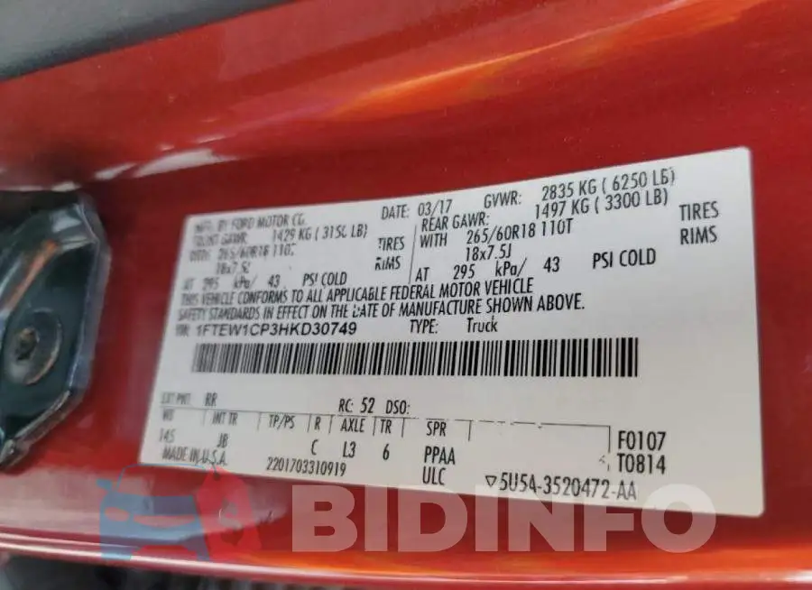 1FTEW1CP3HKD30749 Photo# 10
