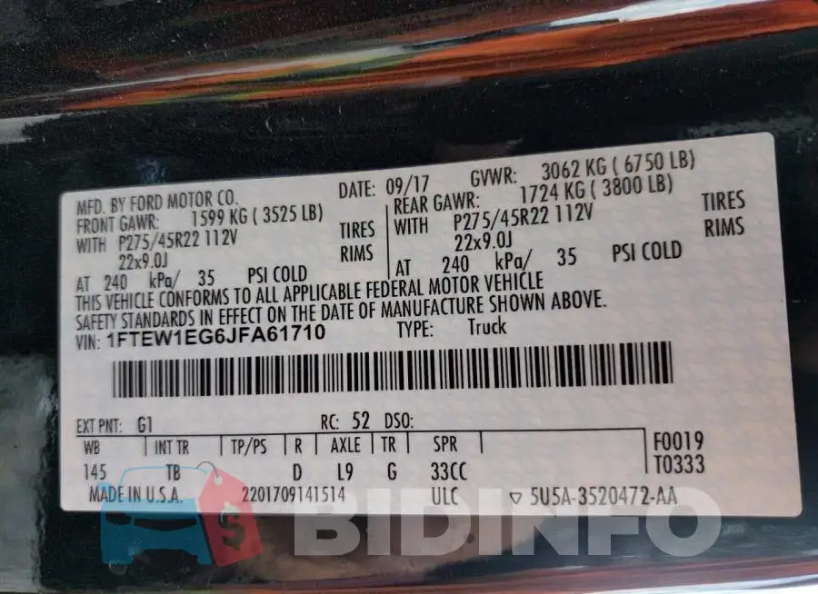 1FTEW1EG6JFA61710 Photo# 10