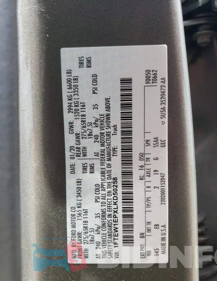 1FTEW1EPXLKD50258 Photo# 10