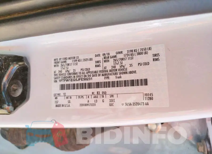 1FTFW1EG5JFE50231 Photo# 10