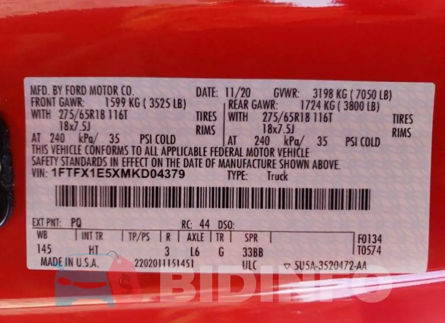 1FTFX1E5XMKD04379 Photo# 10