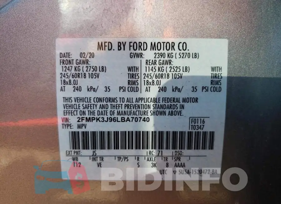 2FMPK3J96LBA70740 Photo# 10