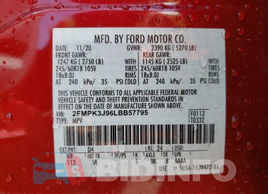 2FMPK3J96LBB57795 Photo# 10