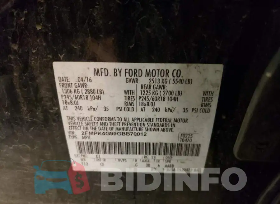 2FMPK4G99GBB70012 Photo# 10