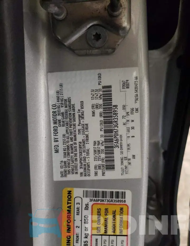 3FA6P0H73GR358958 Photo# 10