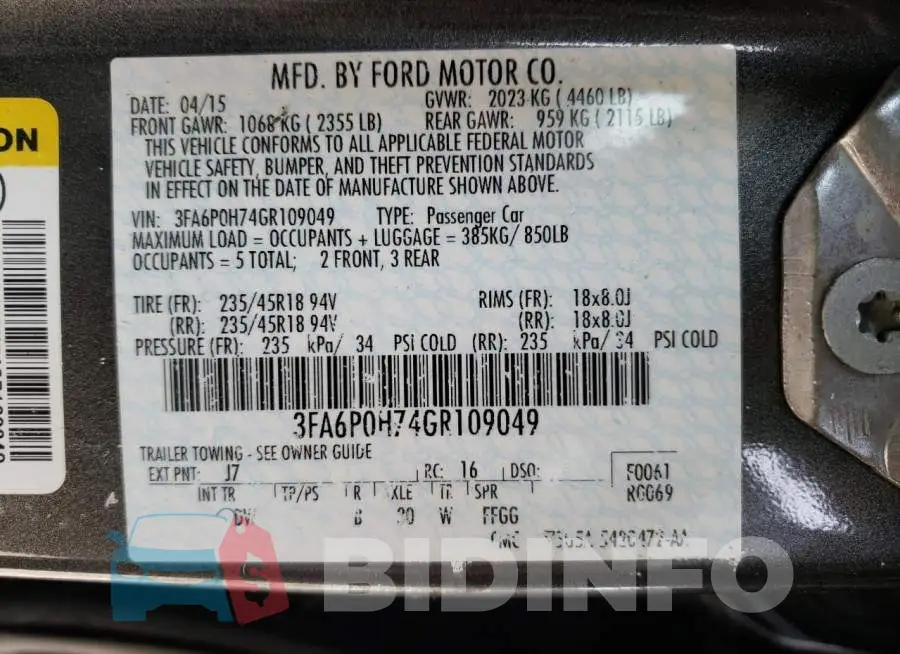 3FA6P0H74GR109049 Photo# 10