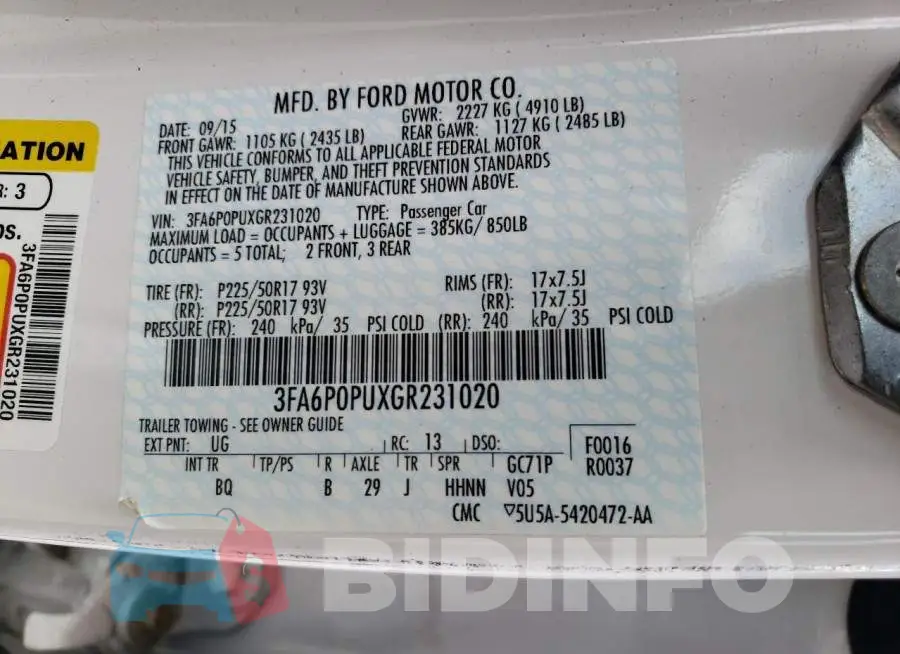 3FA6P0PUXGR231020 Photo# 10
