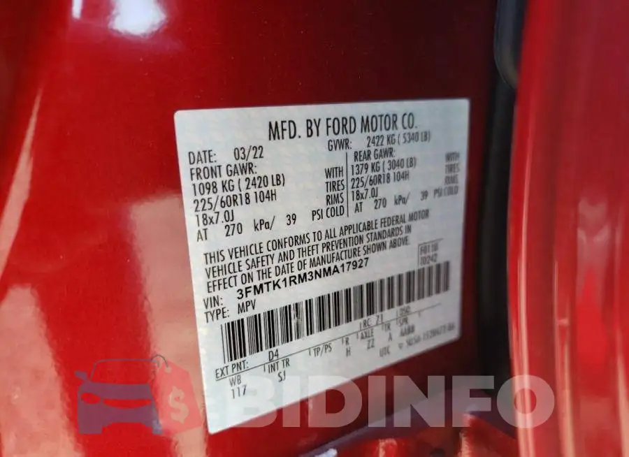 3FMTK1RM3NMA17927 Photo# 10