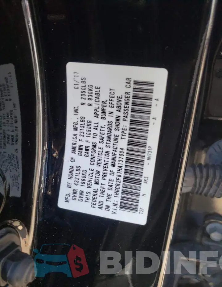 1HGCR2F87HA137004 Photo# 10