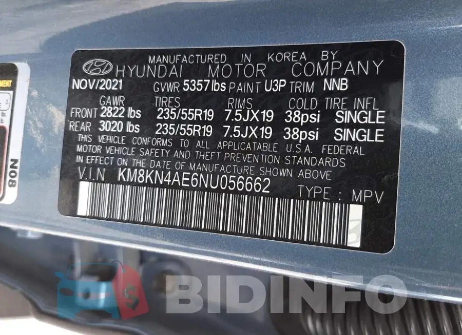 KM8KN4AE6NU056662 Photo# 10