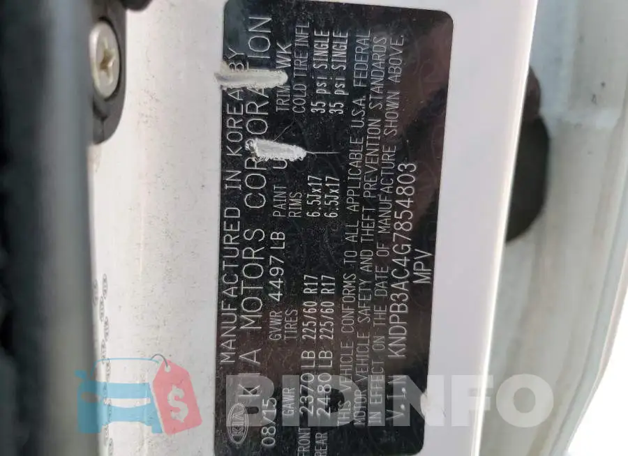 KNDPB3AC4G7854803 Photo# 10