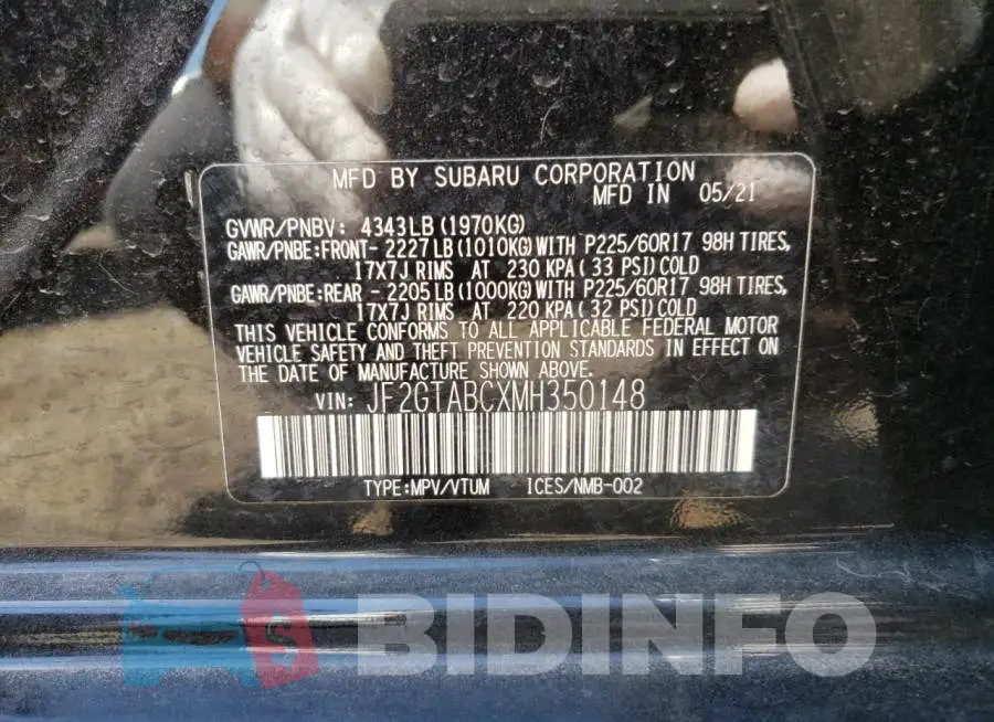 JF2GTABCXMH350148 Photo# 10