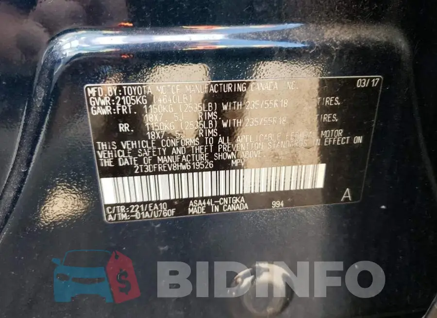 2T3DFREV8HW619526 Photo# 10