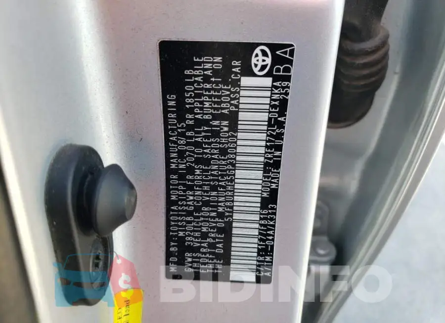 5YFBURHE5GP380602 Photo# 10