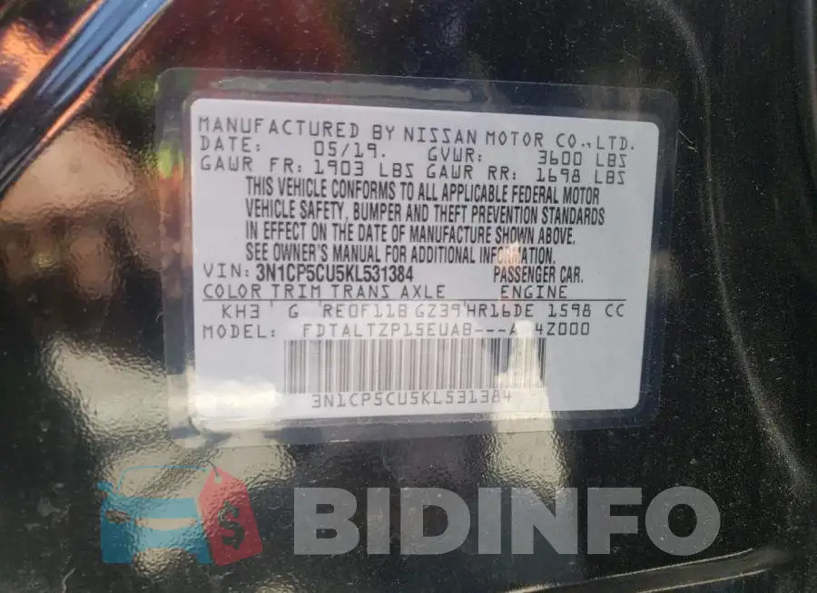 3N1CP5CU5KL531384 Photo# 10
