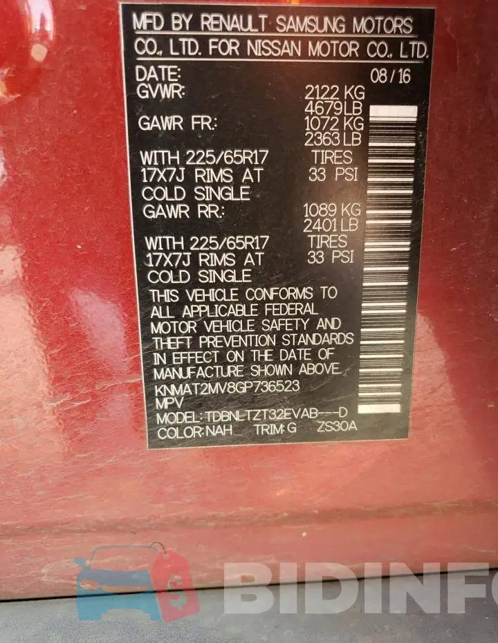 KNMAT2MV8GP736523 Photo# 10