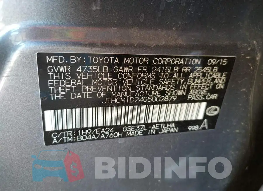JTHCM1D24G5002879 Photo# 10