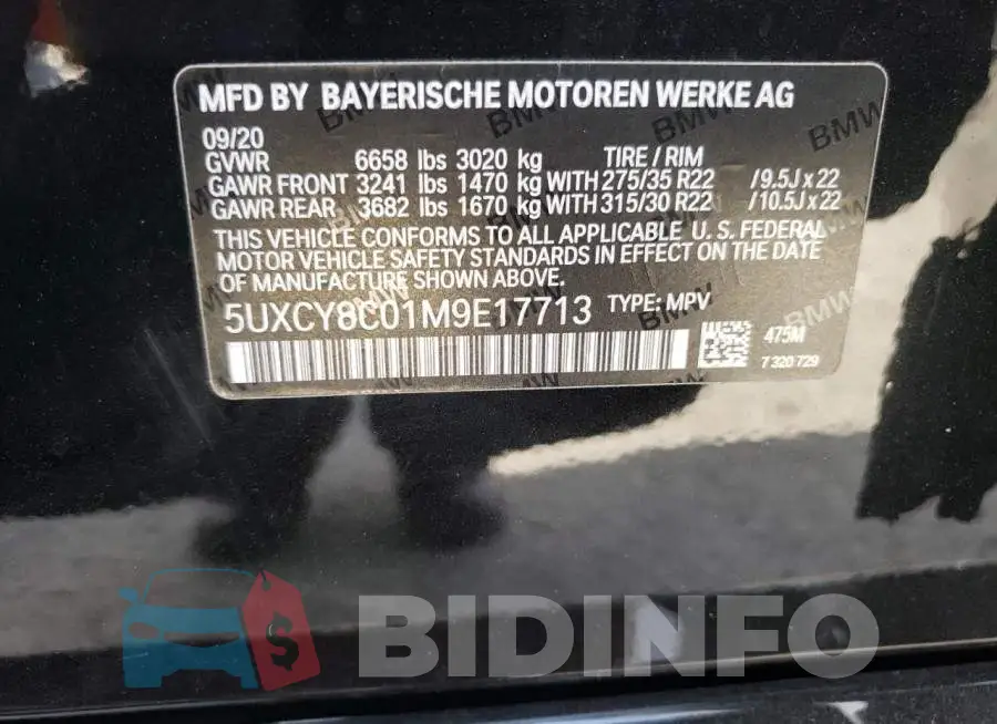 5UXCY8C01M9E17713 Photo# 10