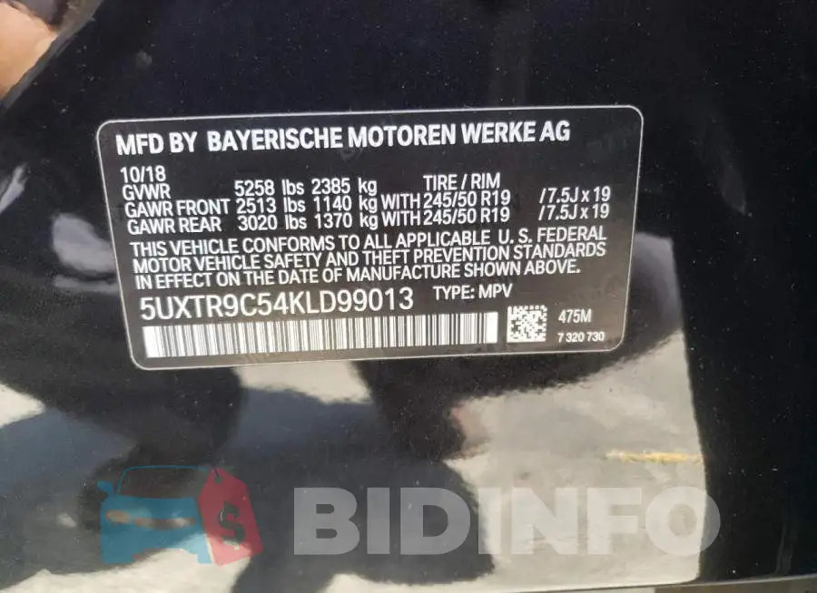 5UXTR9C54KLD99013 Photo# 10