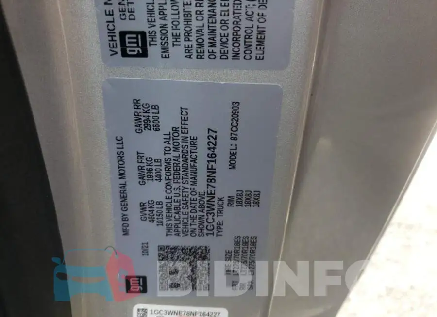 1GC3WNE78NF164227 Photo# 10
