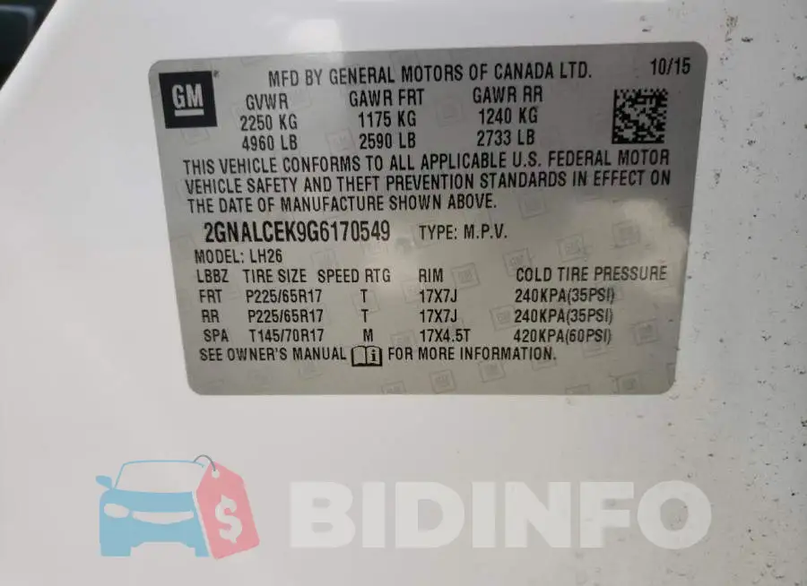 2GNALCEK9G6170549 Photo# 10