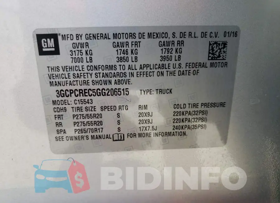 3GCPCREC5GG206515 Photo# 10