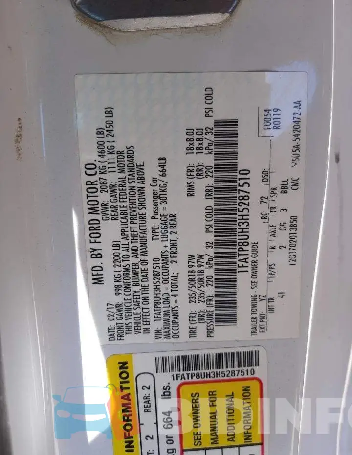 1FATP8UH3H5287510 Photo# 10
