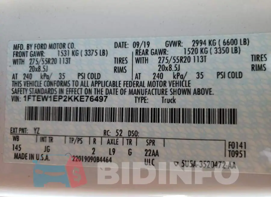 1FTEW1EP2KKE76497 Photo# 10