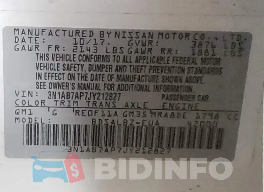 3N1AB7AP7JY212827 Photo# 10