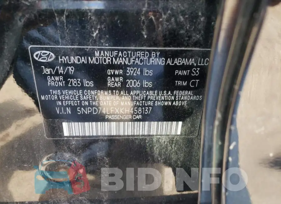 5NPD74LFXKH458137 Photo# 10