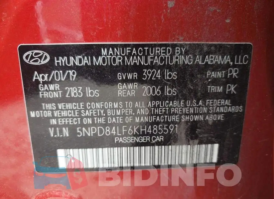 5NPD84LF6KH485591 Photo# 10